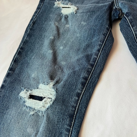 NEW Pac Sun Jeans Mens 32 X 32 Blue Denim Stacked Skinny Stretch Distressed Pant - Picture 10 of 10